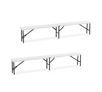 Relaxdays Juego de 2 bancos plegables 240 cm blanco,negro