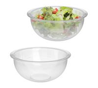 Relaxdays Cuencos Cristal Ensalada, Set 2, 2,4 L, Ensaladera, Recipiente para Mezclar, Bol Redondo Vidrio, Transparente