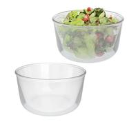 Relaxdays Cuencos Cristal Ensalada, Set 2, 1,6 L, Ensaladera, Recipiente para Mezclar, Bol Redondo Vidrio, Transparente