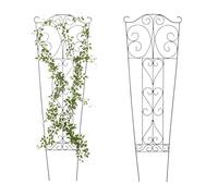 Relaxdays Juego de 2 enrejados, Altura x Anchura: 115 x 38 cm, Metal, Ayuda para Plantas trepadoras, jardín, Color marrón