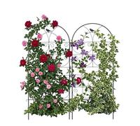 Relaxdays Juego de 2 enrejados, Altura x Anchura: 116 x 50 cm, Metal, Ayuda para Plantas trepadoras, jardín, Color Negro