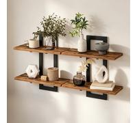 Relaxdays, Juego de 2 estanterías de Pared, de aglomerado, marrón Vintage | Para montar en la pared, para cocina y baño, (Al x An x Fon) 40 x 13,5 x 38 cm