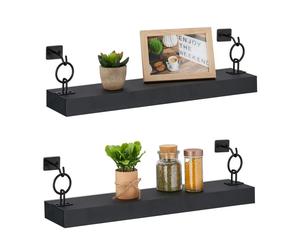 Relaxdays Juego de 2 estantes de pared negros negro