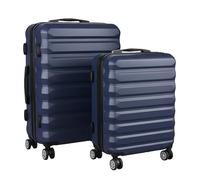 Relaxdays Juego de 2 Maletas rígidas 2 tamaños con 4 Ruedas, asa telescópica, Cerradura de combinación, Azul Oscuro 65x4