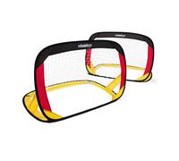 relaxdays Juego de 2 Porterías Plegables Mini, Negro, Rojo y Dorado, 80 x 119 x 83 cm