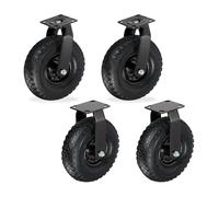 Relaxdays Juego de 2 Ruedas fijas + 2 giratorias neumáticas 3.00-4, Placa, 120 kg, Negro, 27x26x13.5 cm
