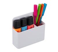 Relaxdays Juego de 2 Soportes bolígrafos 2 Portalápices Magnéticos, Organizador Lápices, Portabolis 2 Compartimentos, Plástico, 11,5x12,5x4 cm, Blanco, Hierro