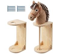 Relaxdays Juego de 2 Soportes para Caballo, Pared, Hobby Horse, Altura: 35 x 15 x 15 cm, Caballo, establo, Madera, Natural