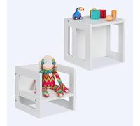 Relaxdays Juego de 2 taburetes Infantiles, taburetes giratorios, 2 Alturas, con Respaldo, 30 x 30 x 30 cm, MDF, Blanco