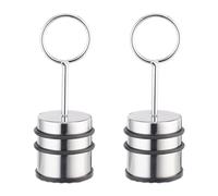 Relaxdays Tope Puertas, Set de 2, con Asa, Acero Inoxidable y Goma, Freno Portazos, Interior, 20 x 7 cm, Plateado/Negro