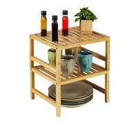 Relaxdays Juego de 2 Unidades Set 2 Estantes para Armarios de Cocina, Bambú, 20 x 35,5 x 30,5 cm, Repisa para Encimera y Despensa, Natural
