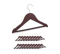 Relaxdays Perchas Infantiles, Set 20, Colgadores de Madera, Bebé y Niño, Gancho Giratorio, con Barra y Muescas, Marrón, 19 x 30.5 x 1 cm