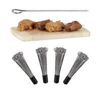 Relaxdays Juego de 200 Pinchos de Barbacoa, Brochetas Carne con Ojal, Pinchitos 11 cm, Acero Inoxidable, Plateado, 11 x 1 x 0,1 cm