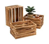 Relaxdays Juego de 3 Cajas de Madera Vintage 25x40x30 cm marrón