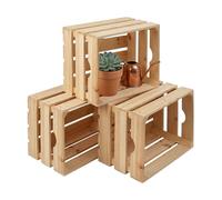 Relaxdays Juego de 3 cajas de madera vintage marrón claro
