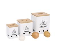 Relaxdays Juego de 3 cajas para patatas blanco,marrón claro