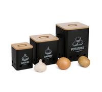 Relaxdays Juego de 3 cajas para patatas marrón claro,negro