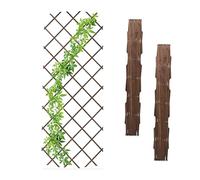 Relaxdays Juego de 3 enrejados Extensibles Set 3 Soportes Reja Trepadoras, Guías Plantas Enredaderas Plegables, 180x90 cm, Jardín, Balcón, Madera, Marrón