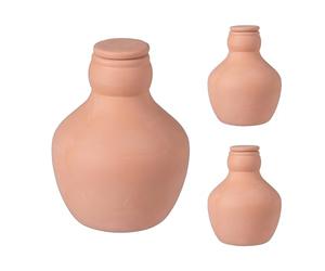 Relaxdays Juego de 3 Ollas de Cerámica Terracota, 500 ml, Riego Radicular, Bancales e Invernaderos, Menor Pérdida de Agua