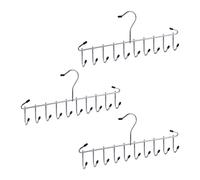 Relaxdays Juego de 3 perchas cinturones 12 ganchos negro,plata