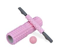Relaxdays Juego de 3 rodillos rosa para fascia rosa,gris