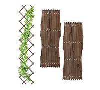 Relaxdays, Juego de 3 Set 3 Guías Plantas Trepadoras, Extensibles, Enrejado Enredaderas, Balcón y Terraza, 180 cm, Madera, Marrón, 180 x 30 x 1,5 cm