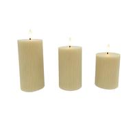 Relaxdays Juego de 3 Velas LED de Cera Real con Llama Parpadeante, sin Llama, Beige, 18x7.5x7.5 cm