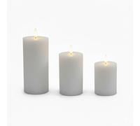 Relaxdays Juego de 3 Velas LED Tamaños Variados Efecto Llama Parpadeante Sin Llama Cera 18x7.5x7.5 cm Gris Claro