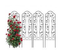 Relaxdays Juego de 4 enrejados, Altura x Anchura: 115 x 32 cm, Vintage, Metal, para Plantas trepadoras, Color Negro