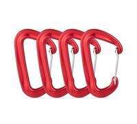 Relaxdays Juego de 4 mosquetones de aluminio rojo,plata