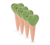 Relaxdays Juego de 4 picos de riego corazón verde,marrón claro