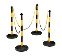 Relaxdays Juego de 4 postes de barrera con cadena amarillo,negro