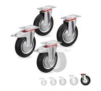 Relaxdays Juego de 4 ruedas para cargas pesadas rojo,negro,plata