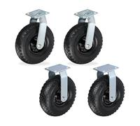 Relaxdays Juego de 4 Ruedas para Muebles 3.00-4, 120 kg, Goma y Acero, 2 fijas y 2 giratorias, Color a Elegir