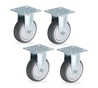 Relaxdays Juego de 4 ruedas para muebles pesados antracita,plata,gris