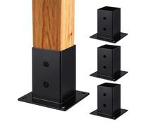 Juego de 4 soportes para postes Relaxdays, galvanizados, negros