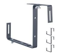 Relaxdays Juego de 4 Soportes para jardineras, Ajustables, sin taladrar, Metal, Soporte para Jardinera de balcón para barandilla, Antracita