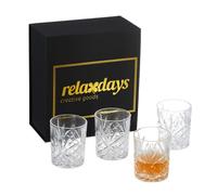 Relaxdays Juego de 4 vasos de whisky transparente
