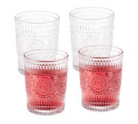 Relaxdays Vasos Vintage, Set 4, Aptos para Lavavajillas, 300ml, Cristalería Retro Marco Dorado, Agua, Zumo, Transparente