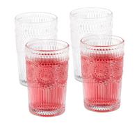 Relaxdays Vasos Vintage, Set 4, Aptos para Lavavajillas, 400 ml, Cristalería Retro, Agua, Zumo, Limonada, Transparente