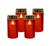 Relaxdays Juego de 4 velas LED para tumbas oro,rojo,negro