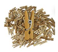Relaxdays Juego de 400 mini pinzas de madera oro