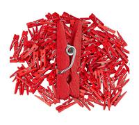 Relaxdays Juego de 400 mini pinzas de madera rojo