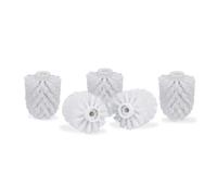 Relaxdays Juego de 5 Cepillos de Recambio Escobilla de Baño, Plastico, Blanco, Rosca de 9,5 mm y Diámetro de 7 cm