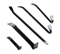 Relaxdays Juego de 5 Palancas Sacaclavos, Acero, Negro, Varios Tamaños | Extractor de clavos grande, pata de cabra larga, palanca de montaje, de acero