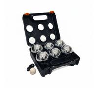 Relaxdays Juego de 6 bolas de boule naranja,negro,plata