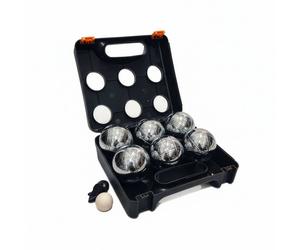 Relaxdays Juego de 6 bolas de boule naranja,negro,plata