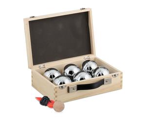 Relaxdays Juego de 6 bolas de petanca marrón claro,negro,plata