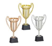 Relaxdays Juego de 6 copas para trofeos marrón,oro,plata