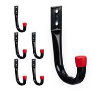 Relaxdays Juego de 6 ganchos para herramientas rojo,negro